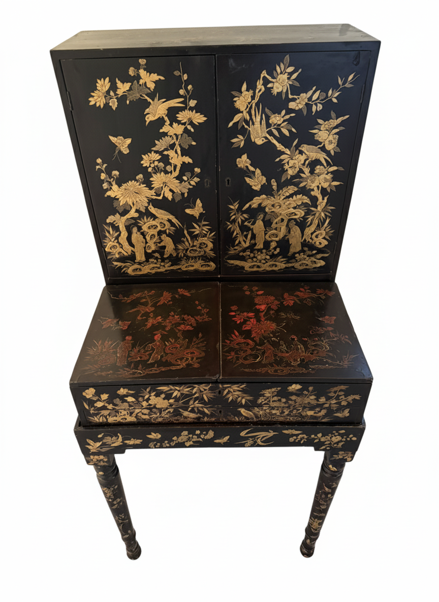 Chinoiserie Export Black Lacquer Cabinet