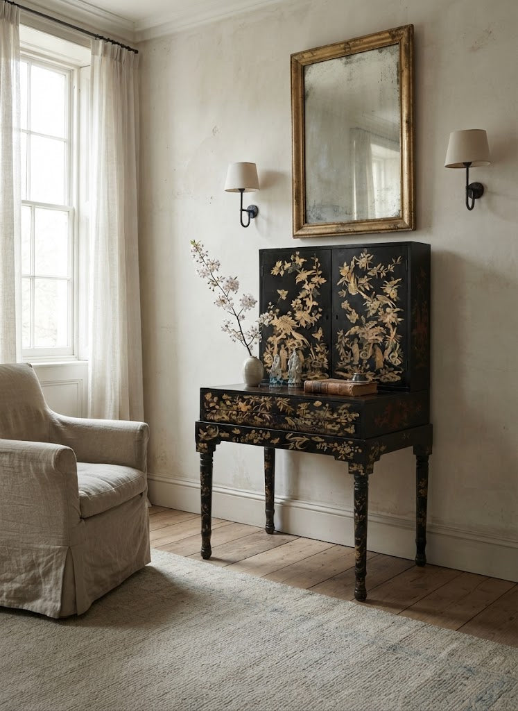 Chinoiserie Export Black Lacquer Cabinet